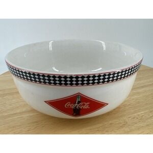 Coca Cola Soup Cereal Bowl - Gibson 2003 Black Checkered Rim 6.25" Coke